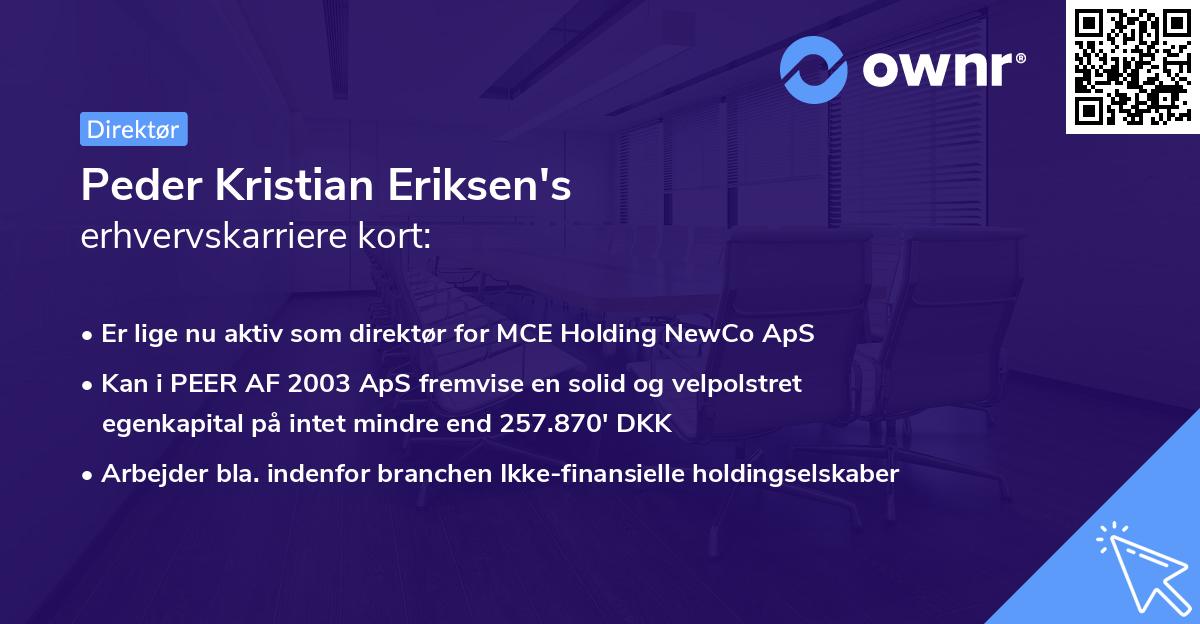 Peder Kristian Eriksen's erhvervskarriere kort