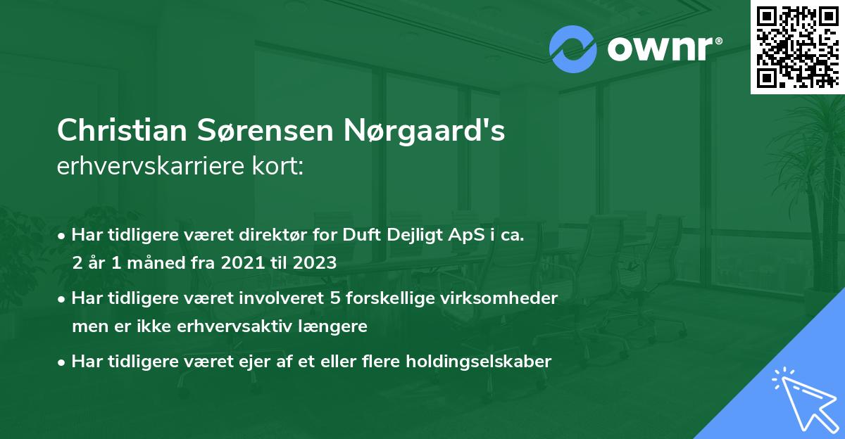 Christian Sørensen Nørgaard's erhvervskarriere kort