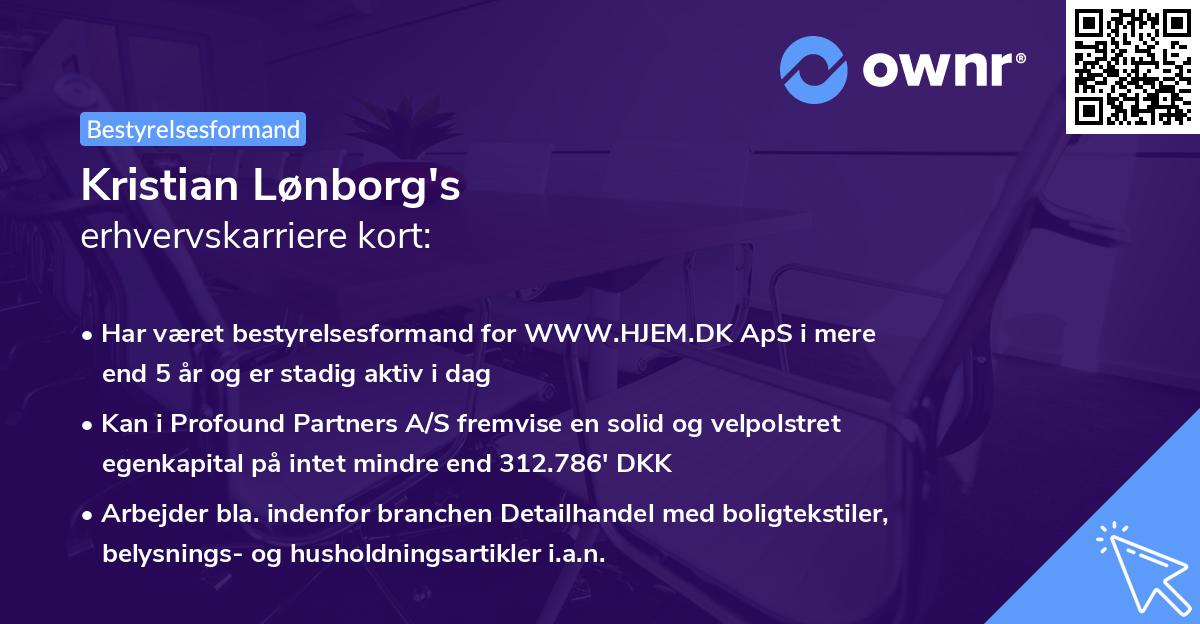 Kristian Lønborg's erhvervskarriere kort