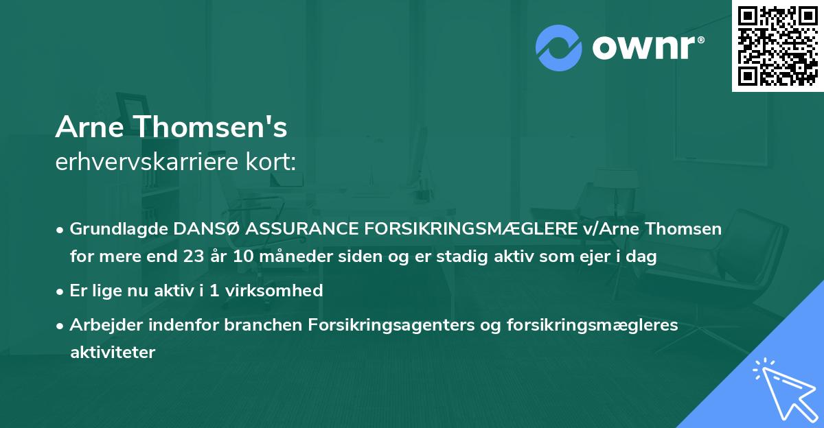 Arne Thomsen's erhvervskarriere kort