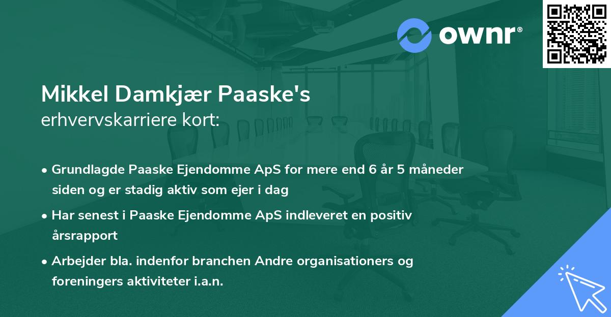 Mikkel Damkjær Paaske's erhvervskarriere kort