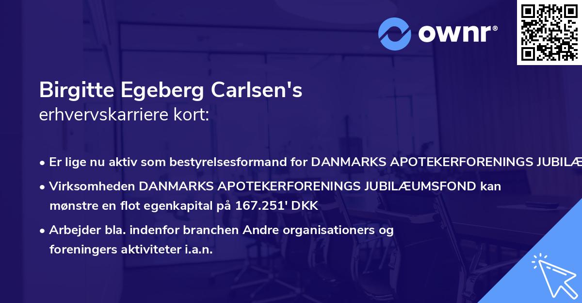 Birgitte Egeberg Carlsen's erhvervskarriere kort
