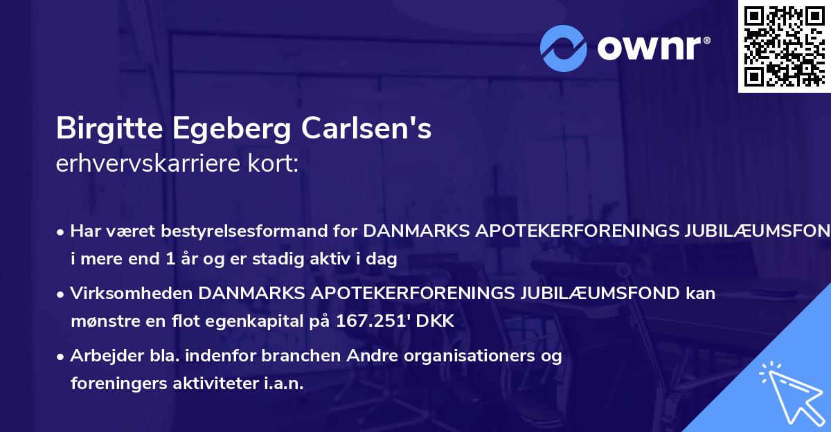 Birgitte Egeberg Carlsen's erhvervskarriere kort