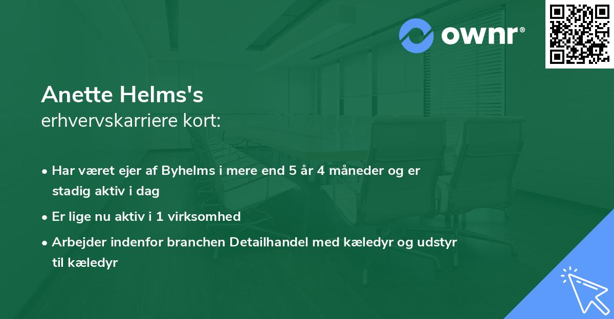 Anette Helms's erhvervskarriere kort