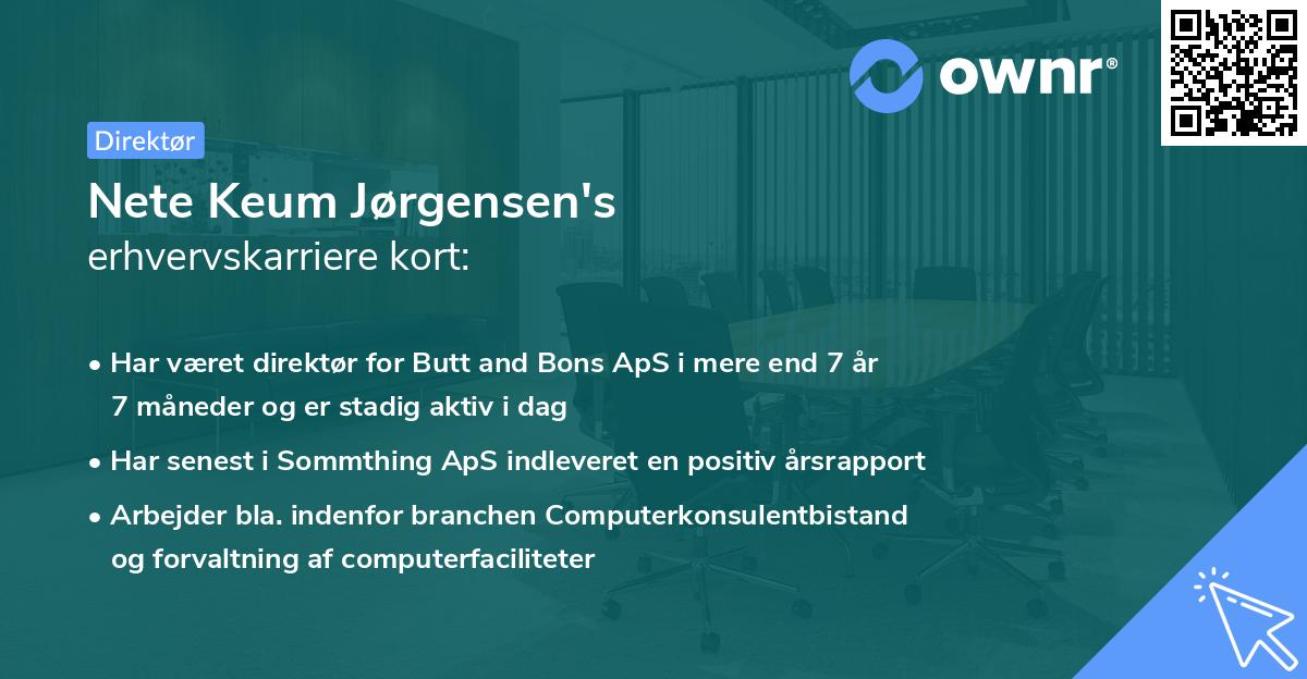 Nete Keum Jørgensen's erhvervskarriere kort