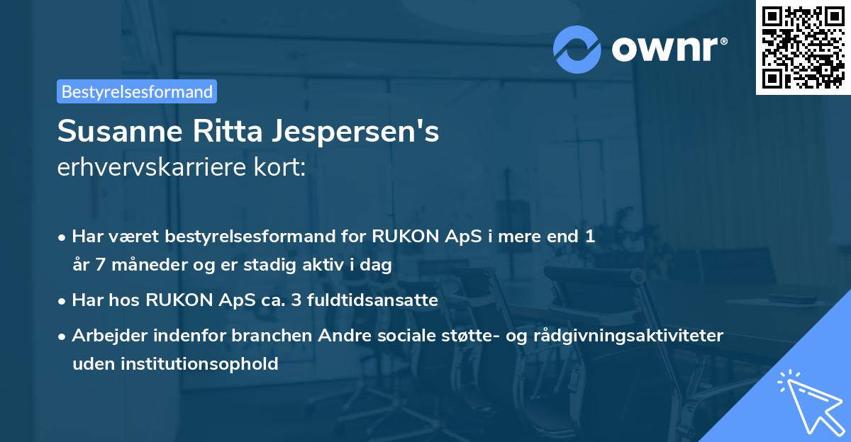 Susanne Ritta Jespersen's erhvervskarriere kort