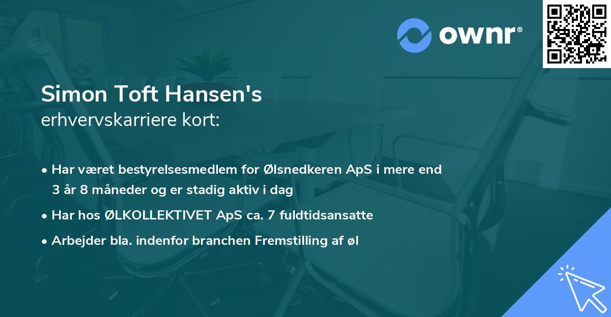 Simon Toft Hansen's erhvervskarriere kort