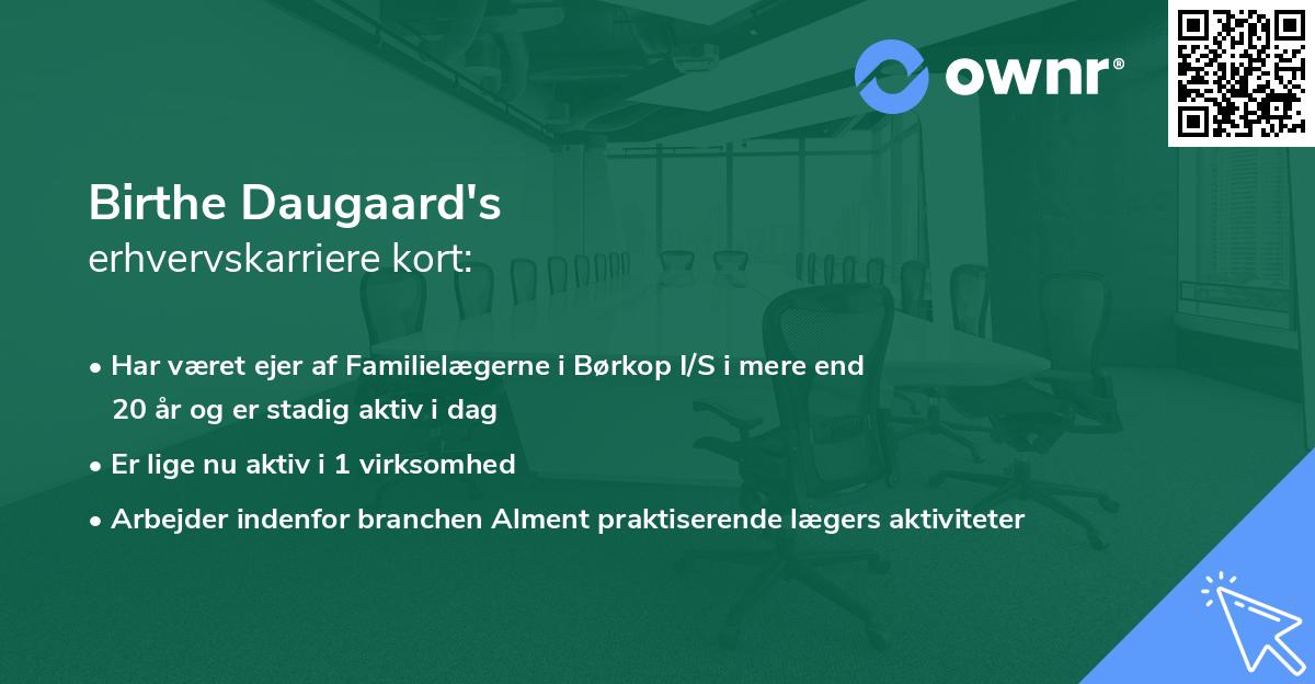 Birthe Daugaard's erhvervskarriere kort