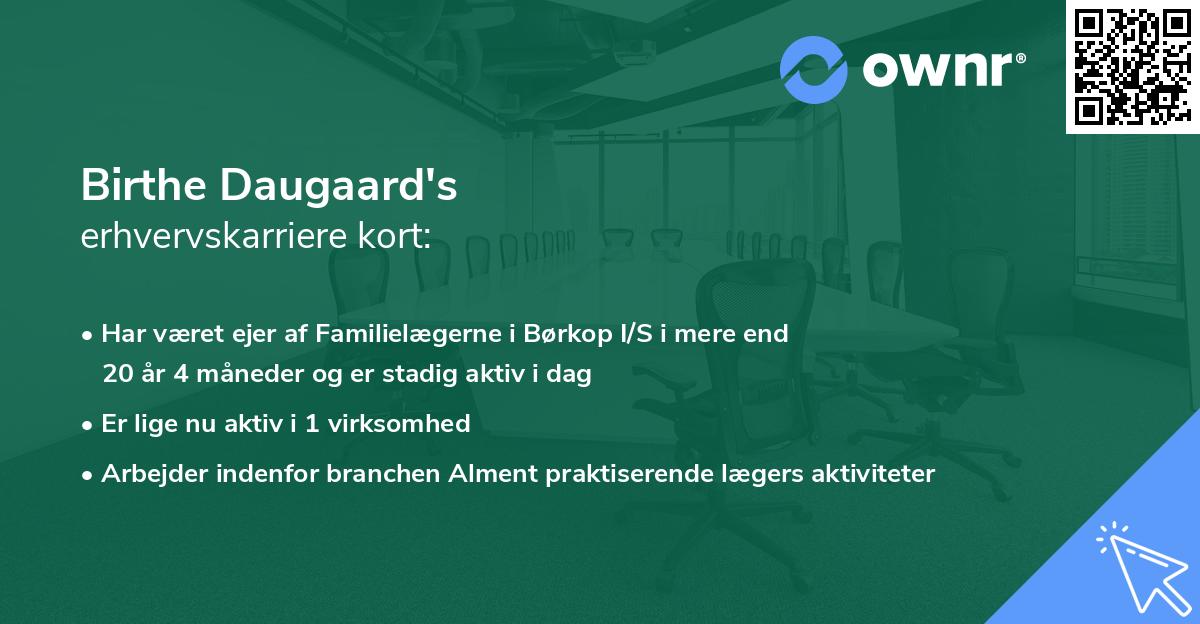 Birthe Daugaard's erhvervskarriere kort