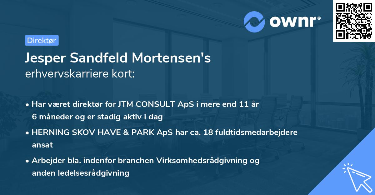 Jesper Sandfeld Mortensen's erhvervskarriere kort