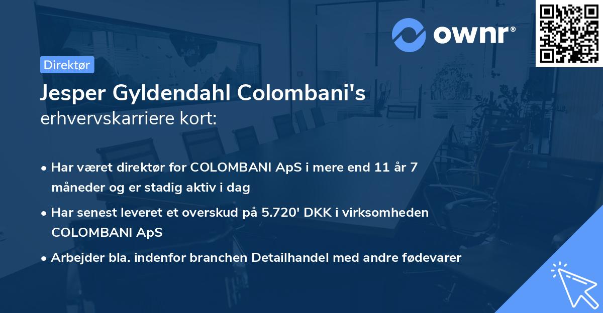 Jesper Gyldendahl Colombani's erhvervskarriere kort