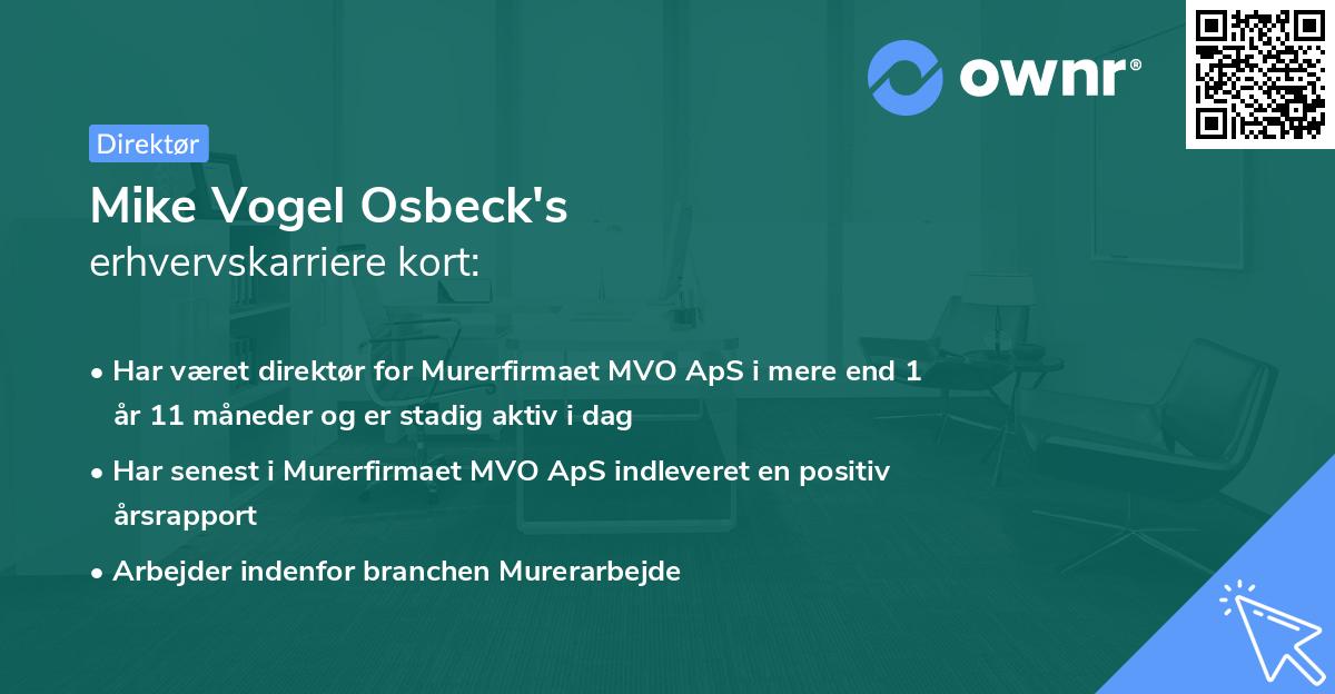 Mike Vogel Osbeck's erhvervskarriere kort