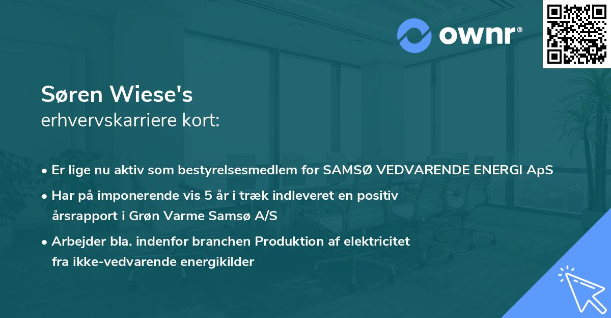 Søren Wiese's erhvervskarriere kort