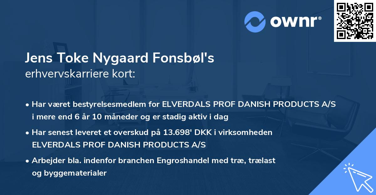 Jens Toke Nygaard Fonsbøl's erhvervskarriere kort