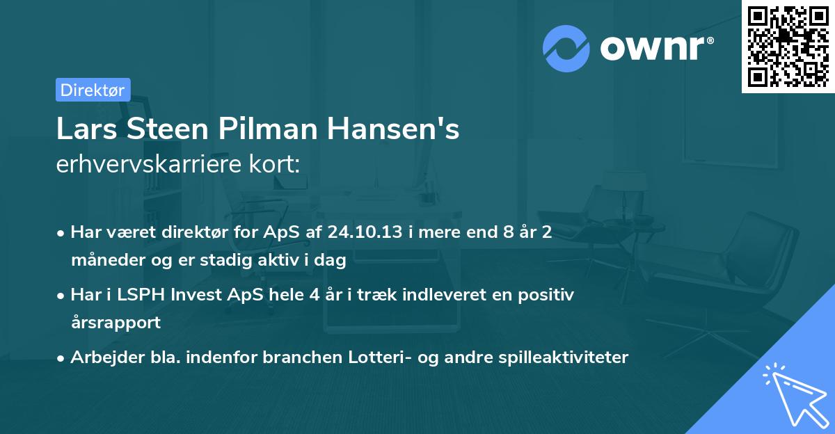 Lars Steen Pilman Hansen's erhvervskarriere kort