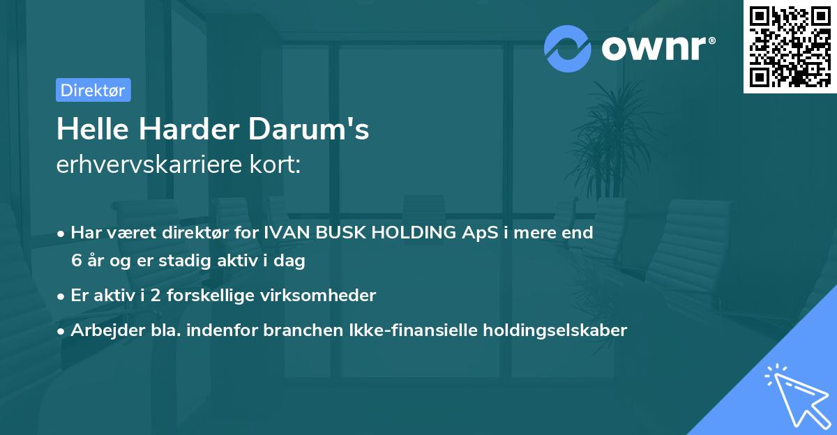 Helle Harder Darum's erhvervskarriere kort