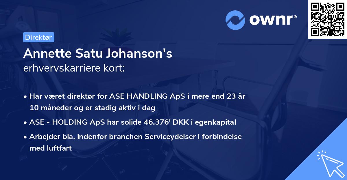 Annette Satu Johanson's erhvervskarriere kort