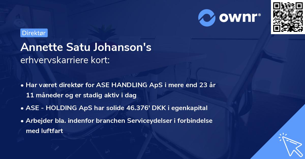 Annette Satu Johanson's erhvervskarriere kort