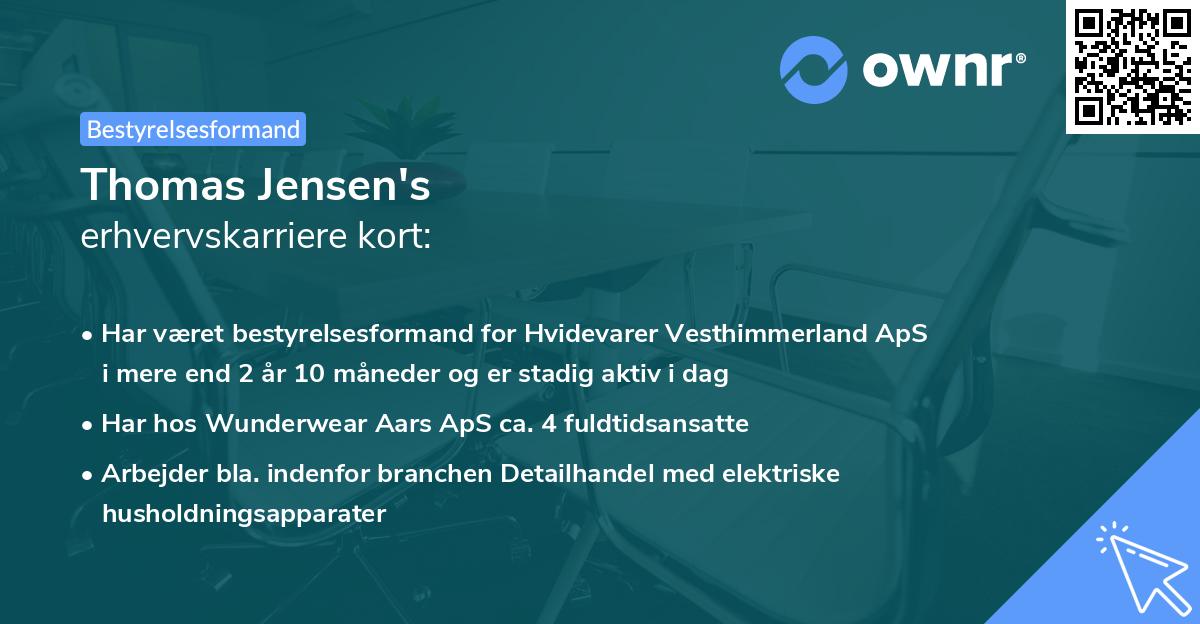 Thomas Jensen's erhvervskarriere kort