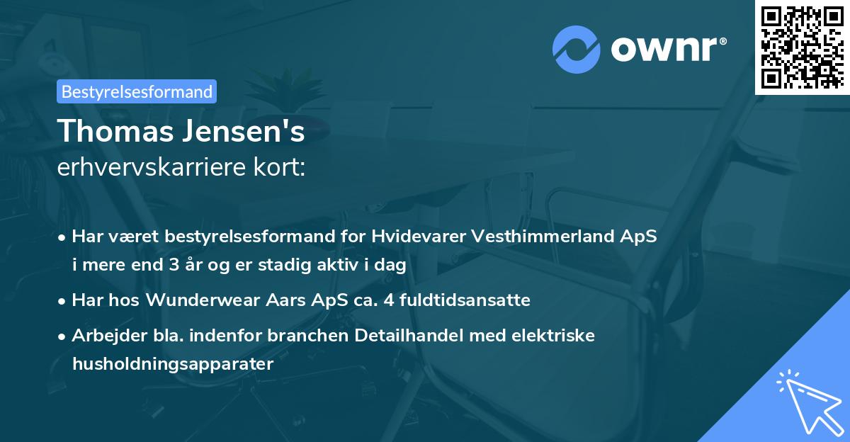 Thomas Jensen's erhvervskarriere kort