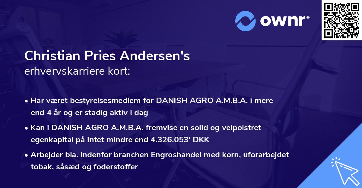Christian Pries Andersen's erhvervskarriere kort