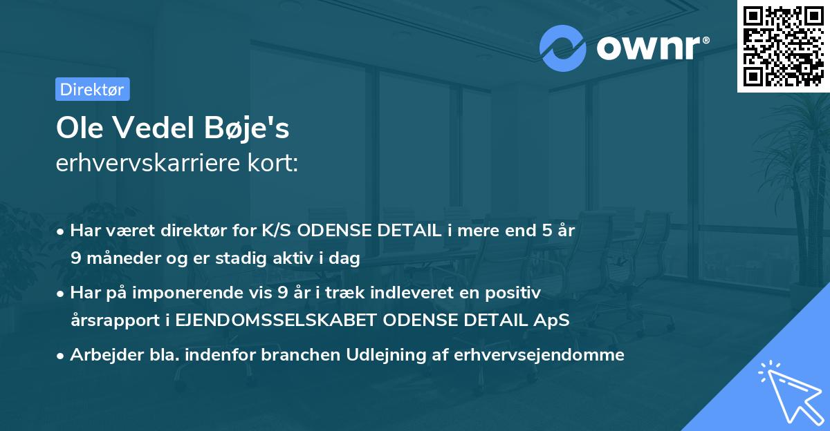 Ole Vedel Bøje's erhvervskarriere kort