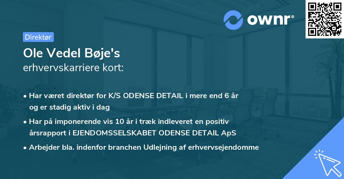 Ole Vedel Bøje's erhvervskarriere kort