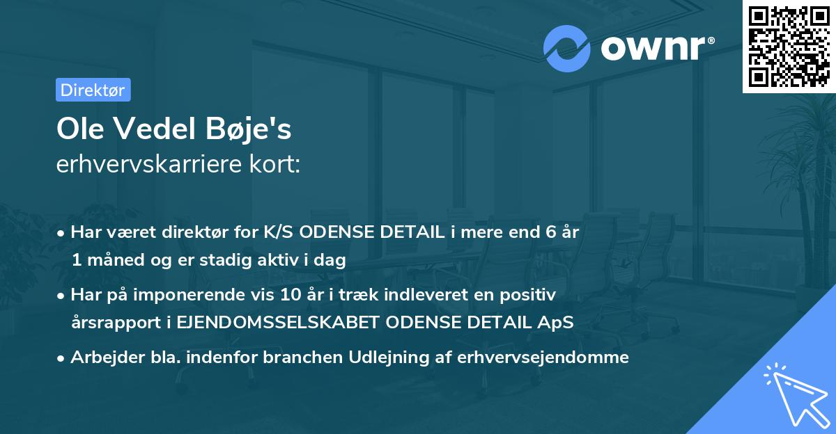 Ole Vedel Bøje's erhvervskarriere kort