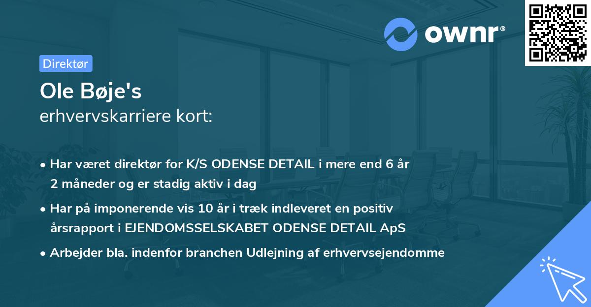 Ole Bøje's erhvervskarriere kort