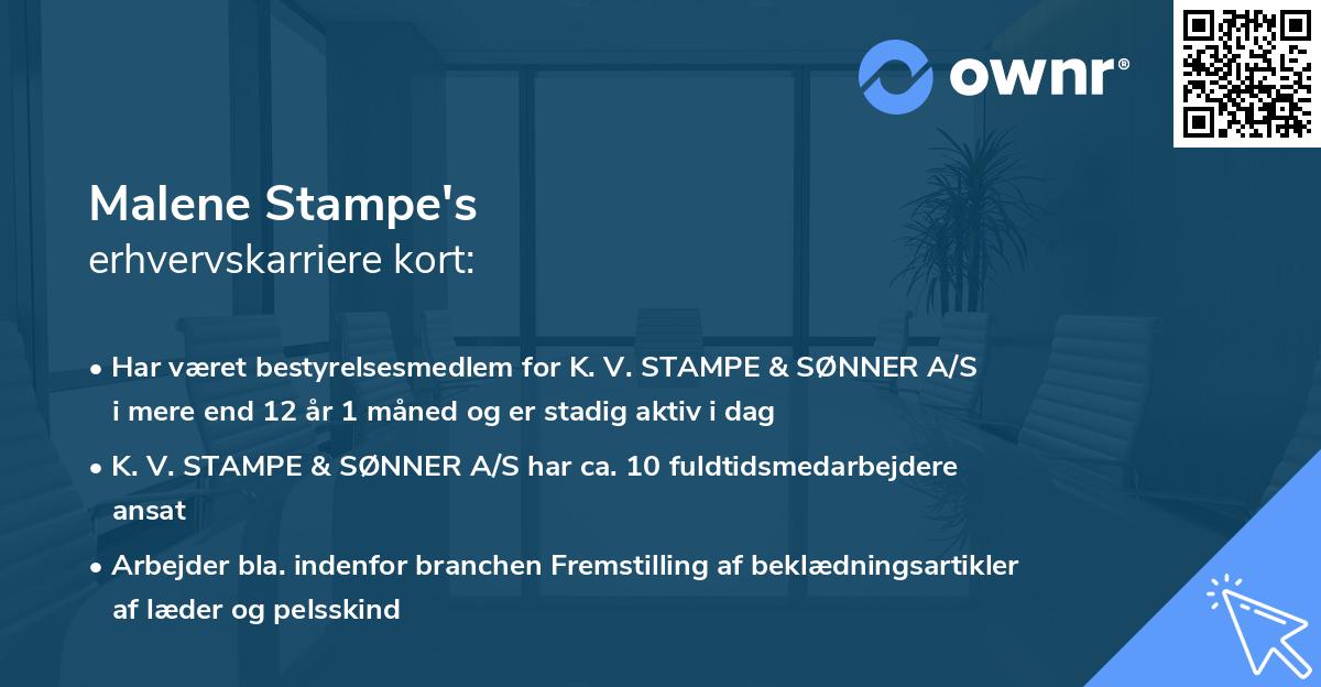 Malene Stampe's erhvervskarriere kort