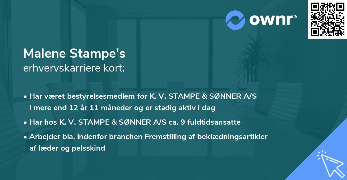 Malene Stampe's erhvervskarriere kort