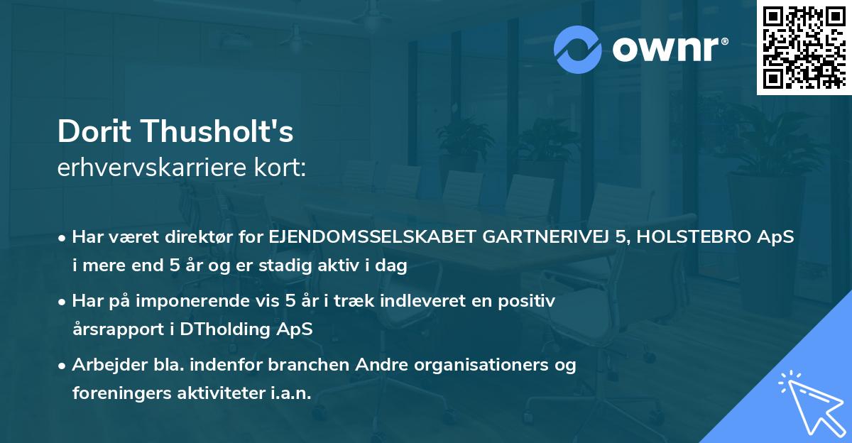 Dorit Thusholt's erhvervskarriere kort