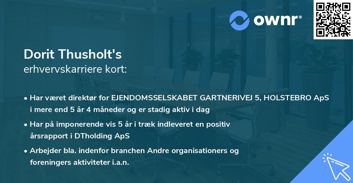 Dorit Thusholt's erhvervskarriere kort