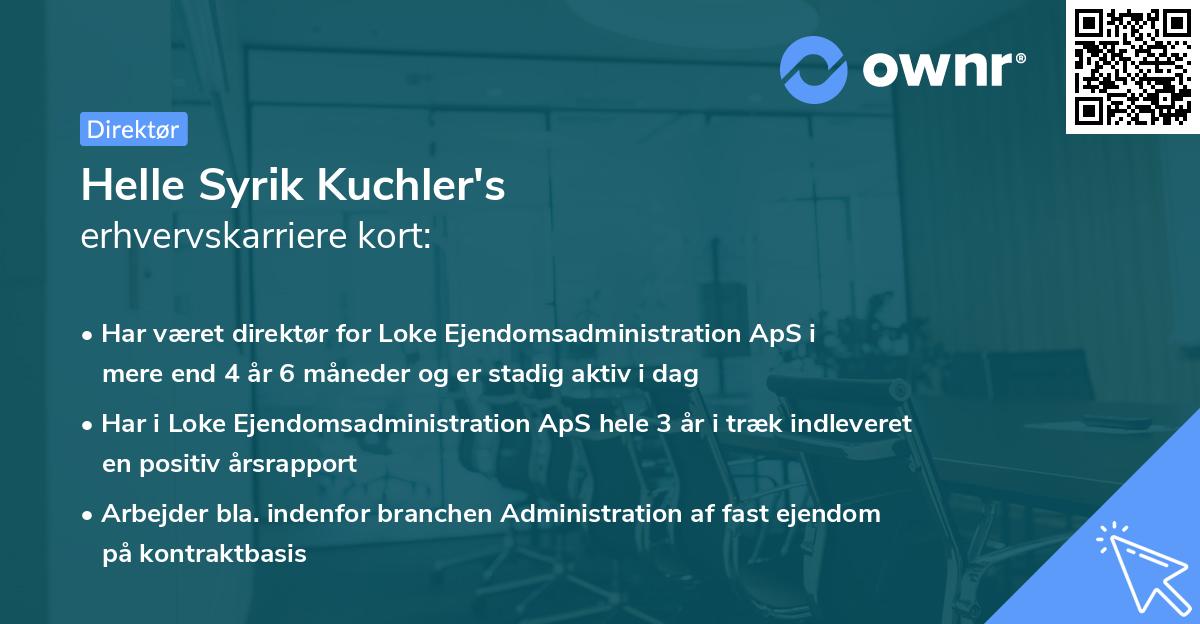 Helle Syrik Kuchler's erhvervskarriere kort