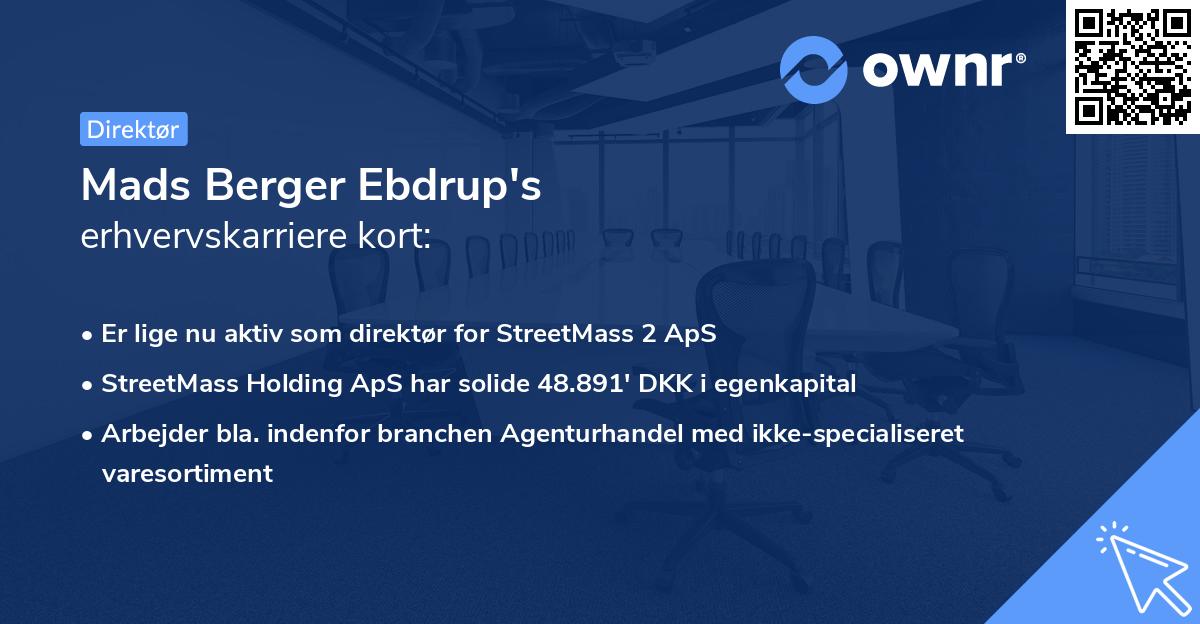 Mads Berger Ebdrup's erhvervskarriere kort