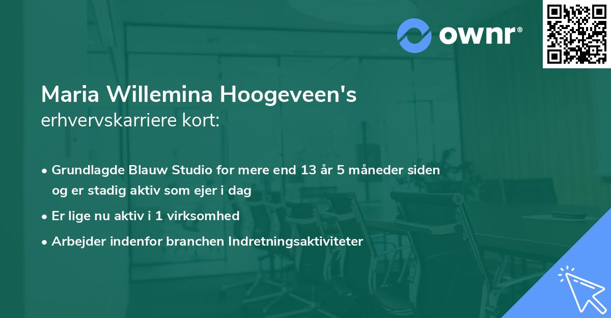 Maria Willemina Hoogeveen's erhvervskarriere kort