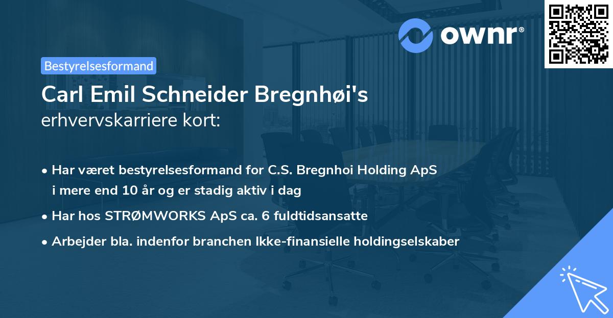 Carl Emil Schneider Bregnhøi's erhvervskarriere kort