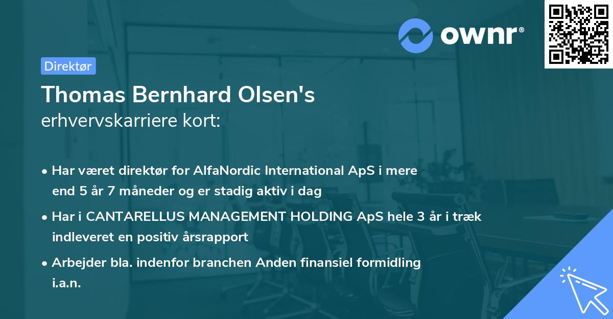 Thomas Bernhard Olsen's erhvervskarriere kort