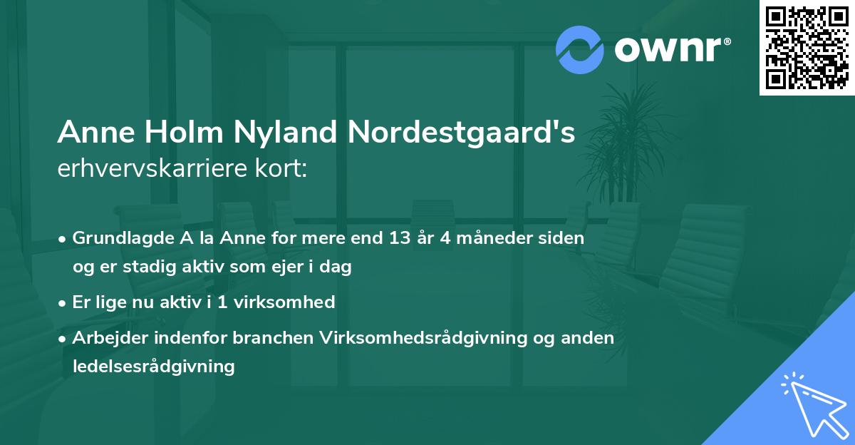 Anne Holm Nyland Nordestgaard's erhvervskarriere kort