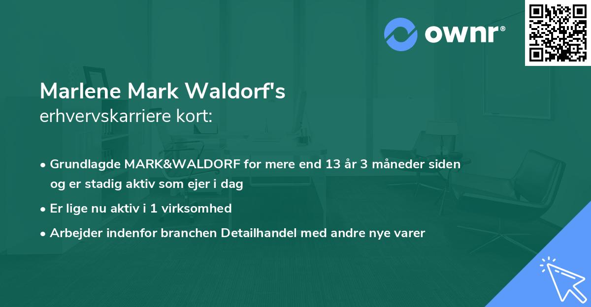 Marlene Mark Waldorf's erhvervskarriere kort