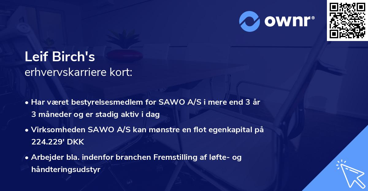 Leif Birch's erhvervskarriere kort