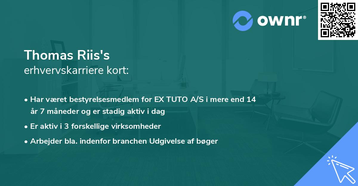 Thomas Riis's erhvervskarriere kort