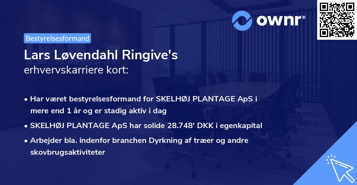 Lars Løvendahl Ringive's erhvervskarriere kort