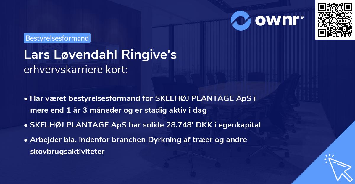 Lars Løvendahl Ringive's erhvervskarriere kort