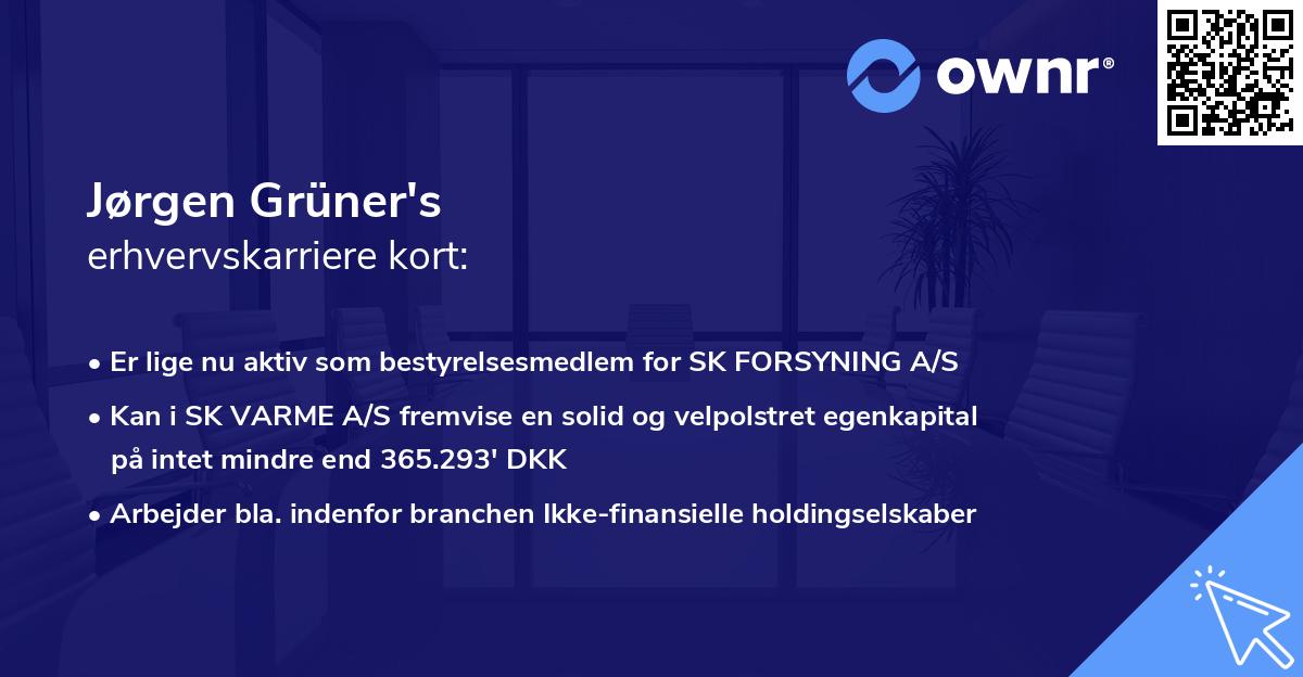 Jørgen Grüner's erhvervskarriere kort