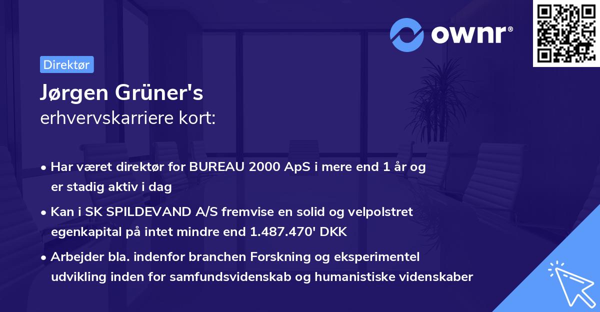 Jørgen Grüner's erhvervskarriere kort