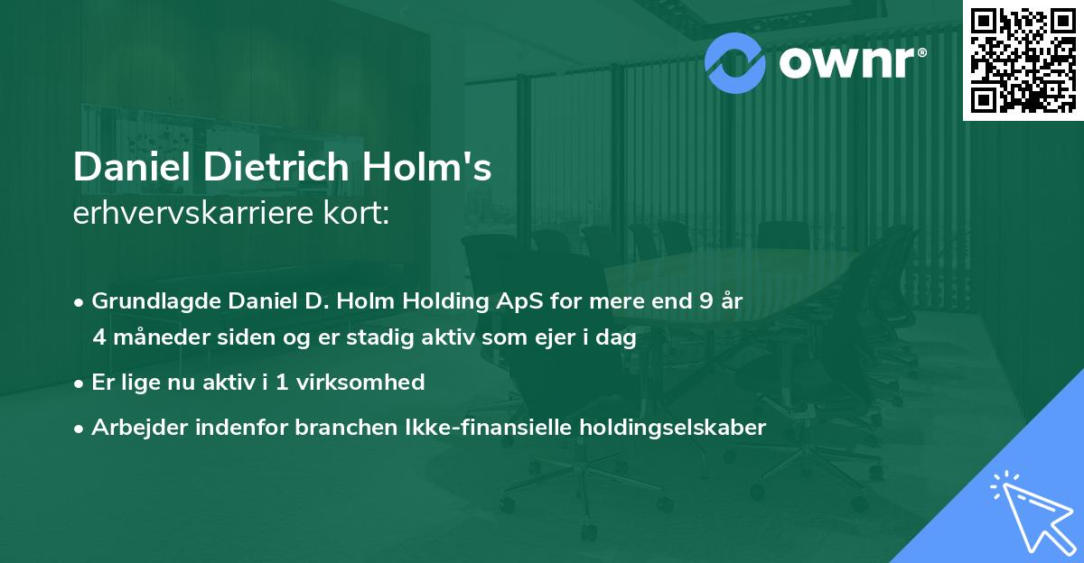 Daniel Dietrich Holm's erhvervskarriere kort