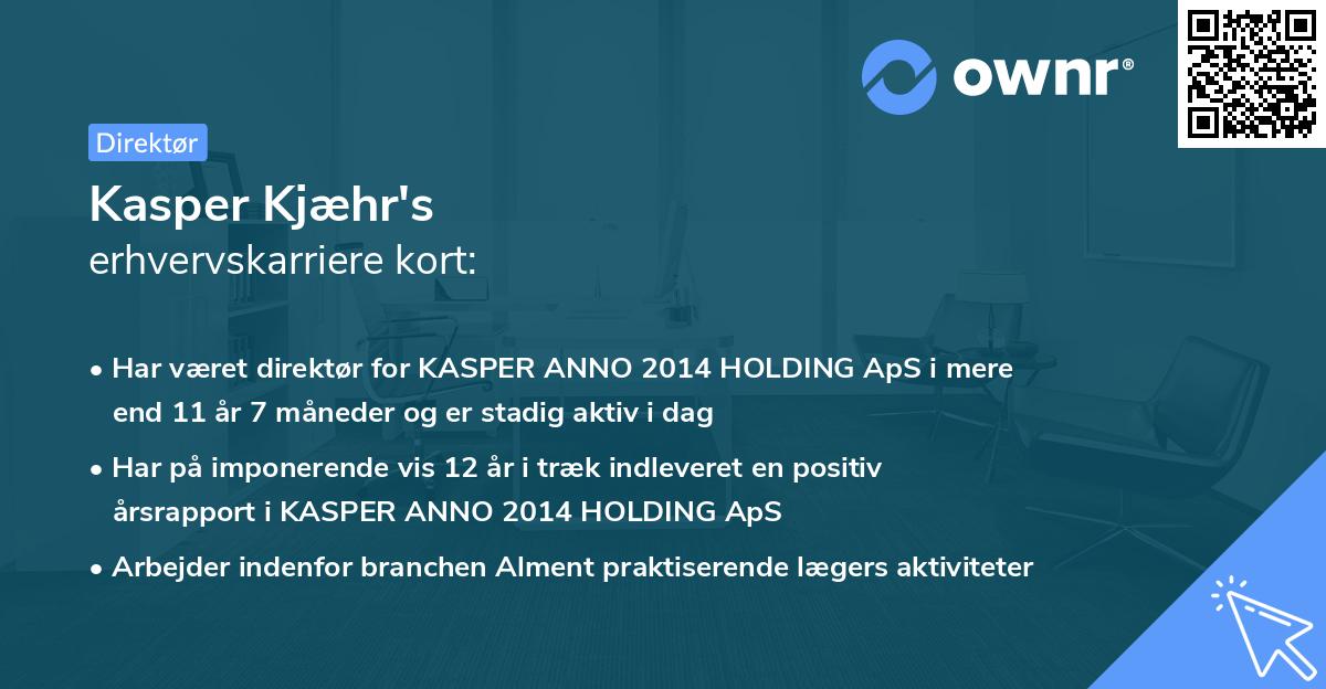 Kasper Kjæhr's erhvervskarriere kort