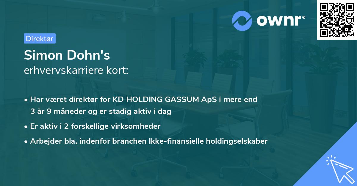 Simon Dohn's erhvervskarriere kort