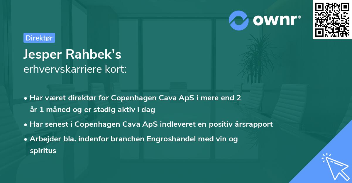 Jesper Rahbek's erhvervskarriere kort